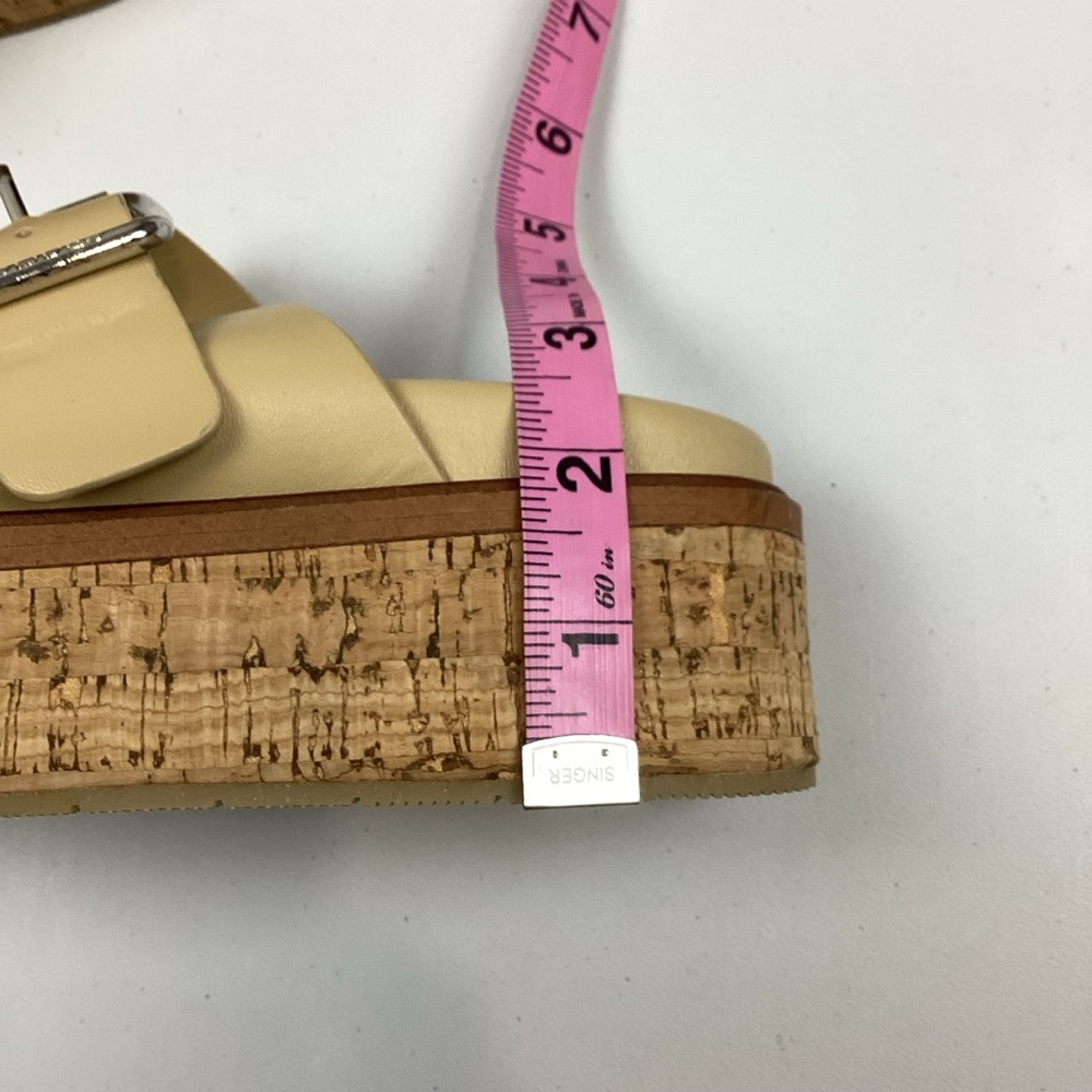 J/Slides Belinda Leather Double Strap Cork Platform Sandals 7.5 - Picture 8 of 11
